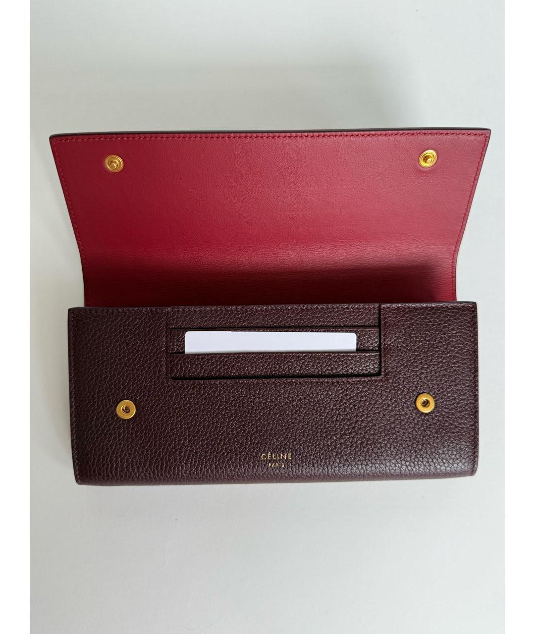 CELINE Бордовый кожаный кошелек, фото 3