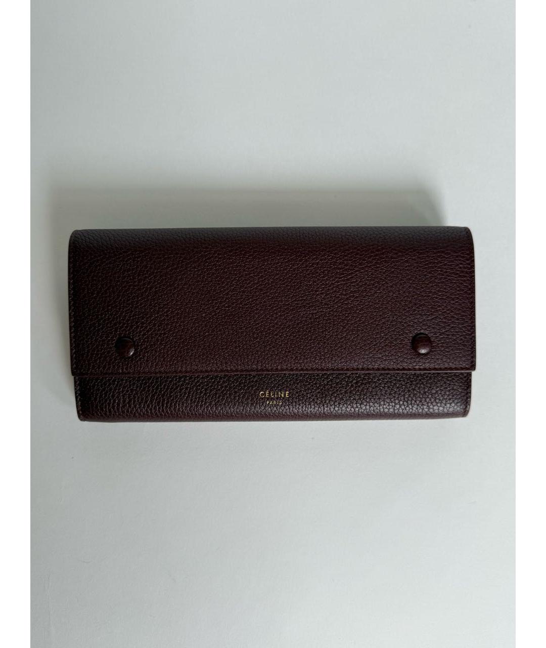 CELINE Бордовый кожаный кошелек, фото 6