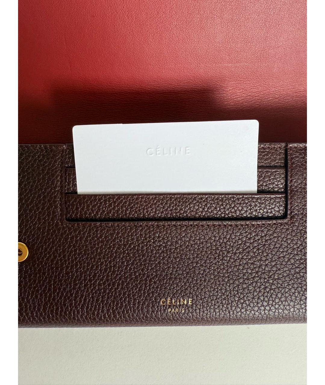 CELINE Бордовый кожаный кошелек, фото 4