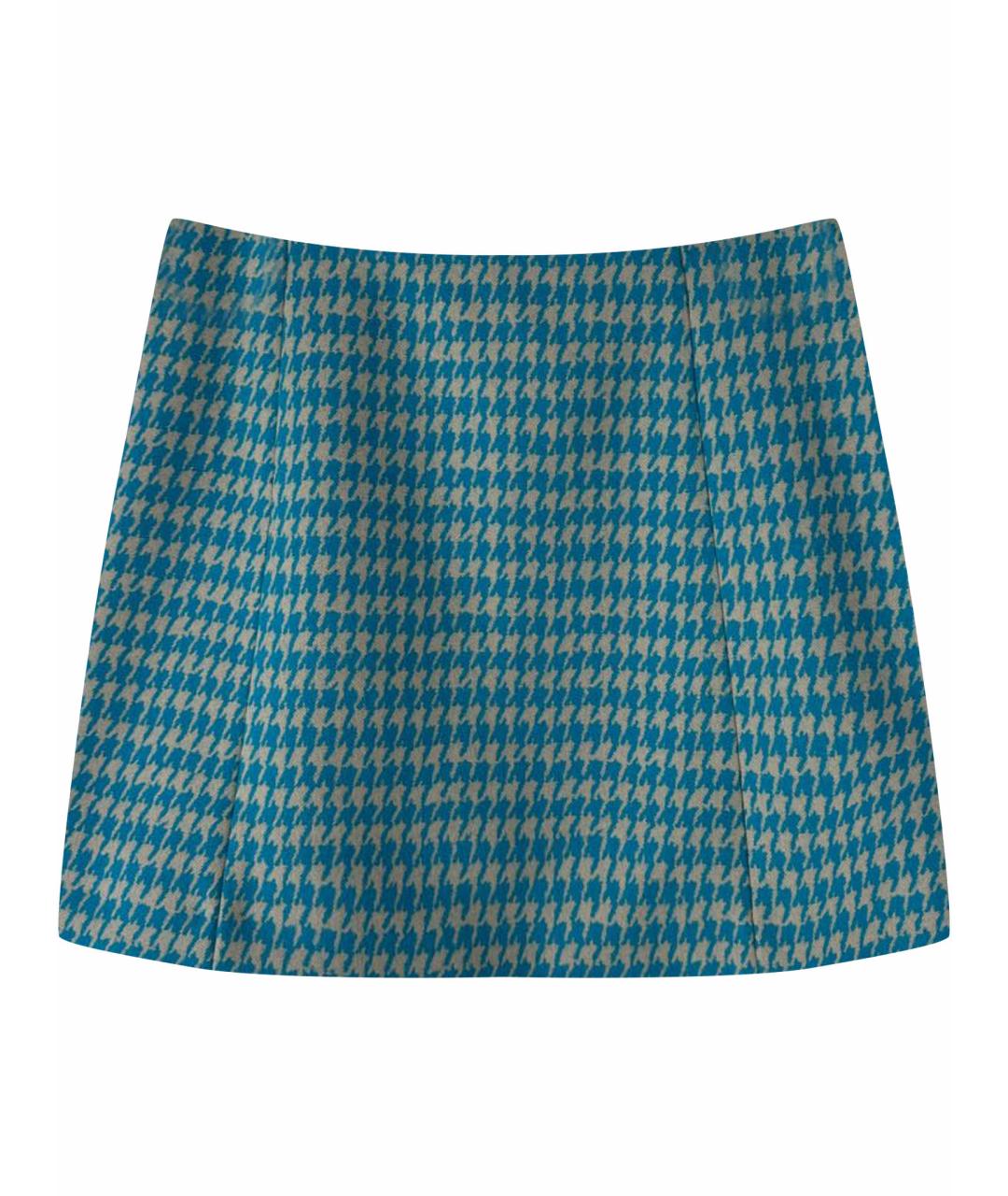 PRADA Голубая шерстяная юбка мини, фото 1