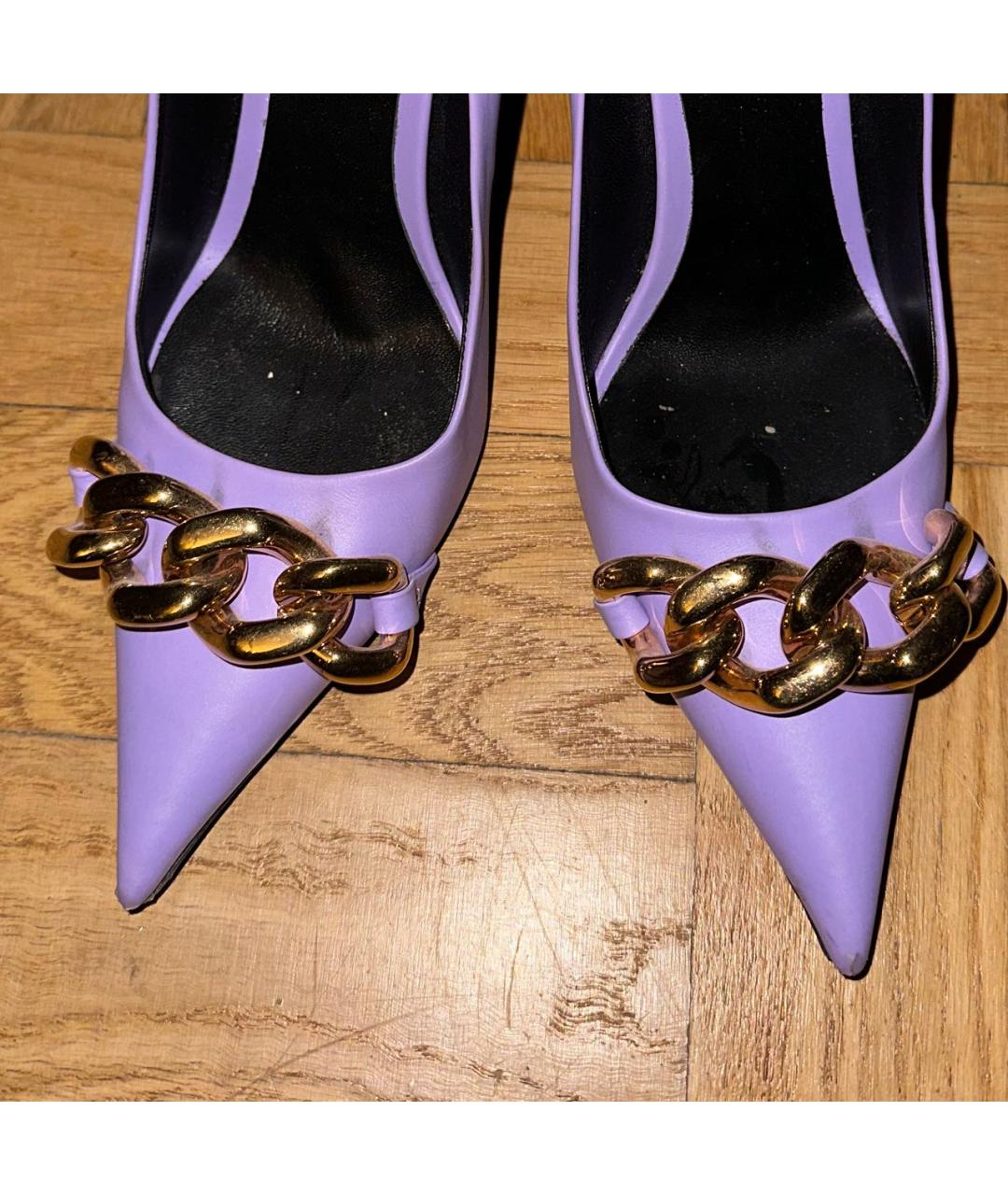 VERSACE Фиолетовые кожаные туфли, фото 3