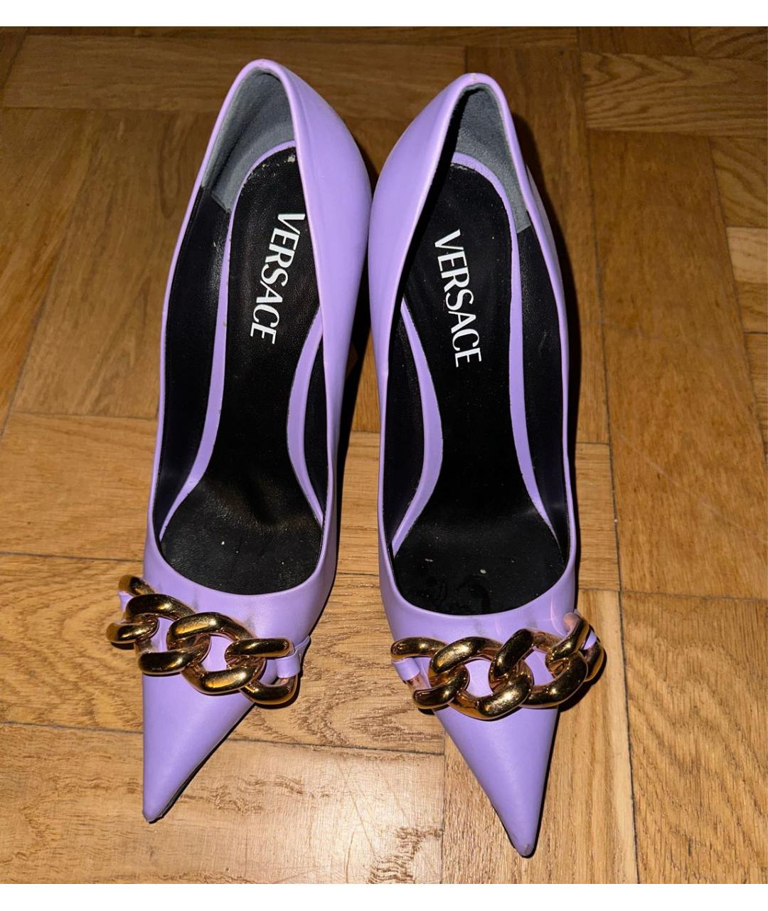 VERSACE Фиолетовые кожаные туфли, фото 2