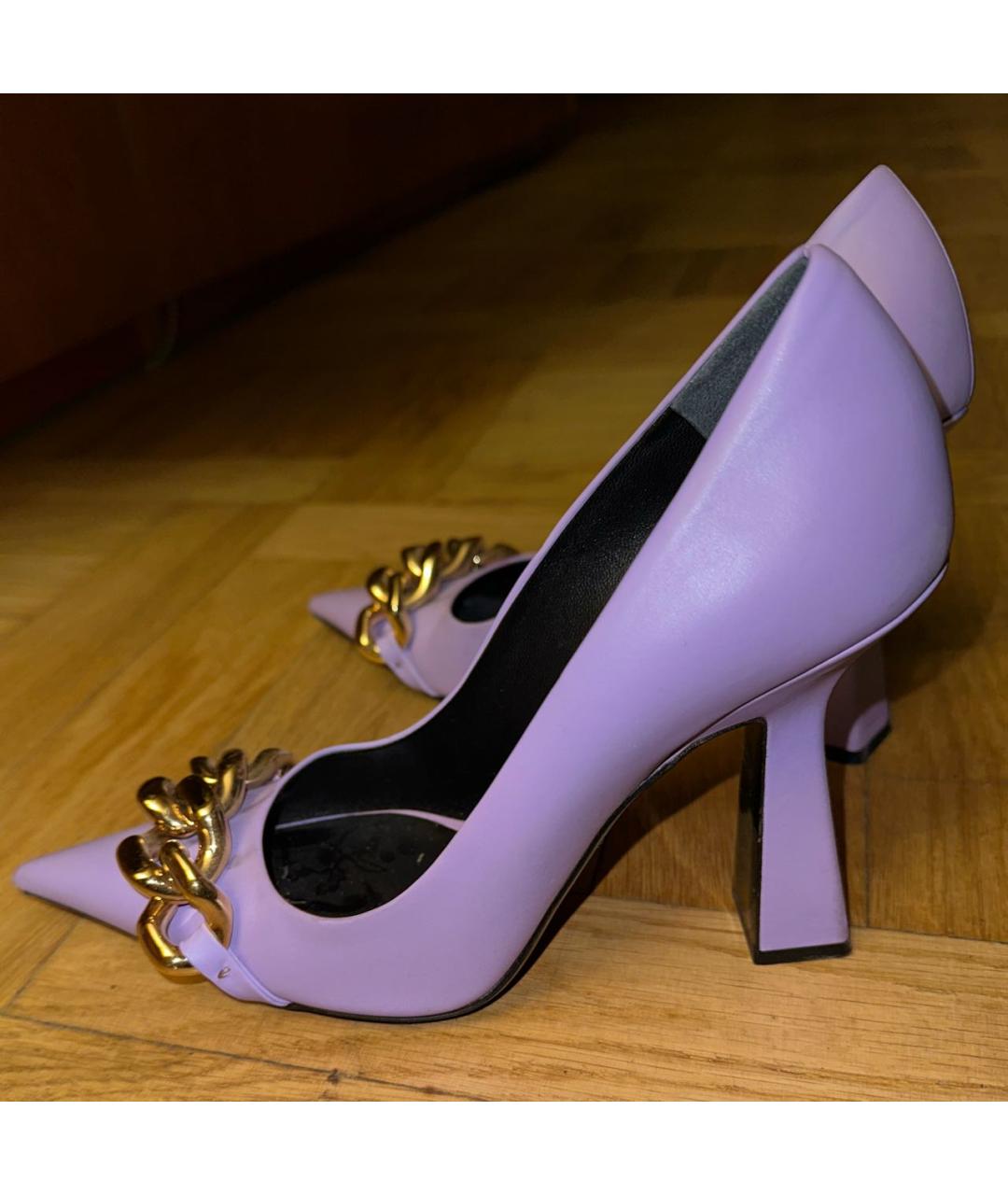 VERSACE Фиолетовые кожаные туфли, фото 5