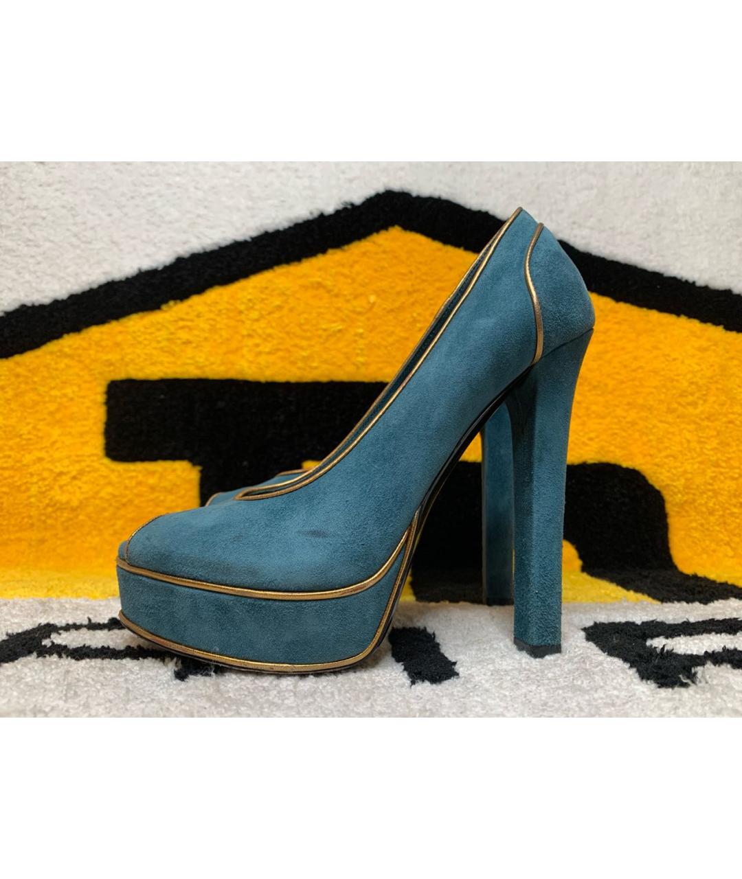GUCCI Зеленые замшевые туфли, фото 8