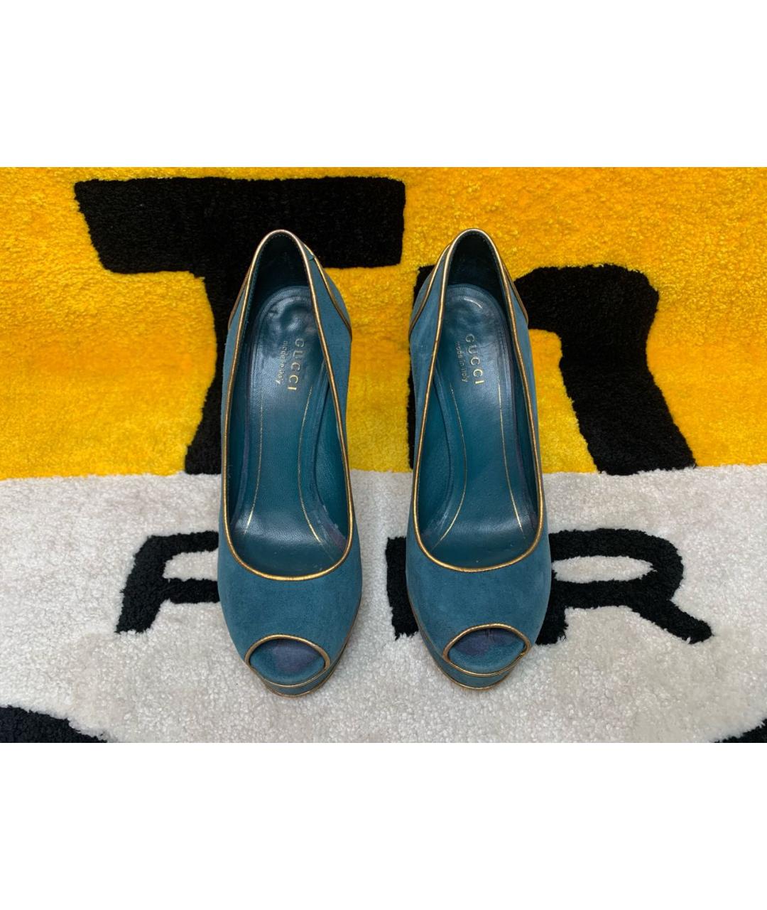 GUCCI Зеленые замшевые туфли, фото 2