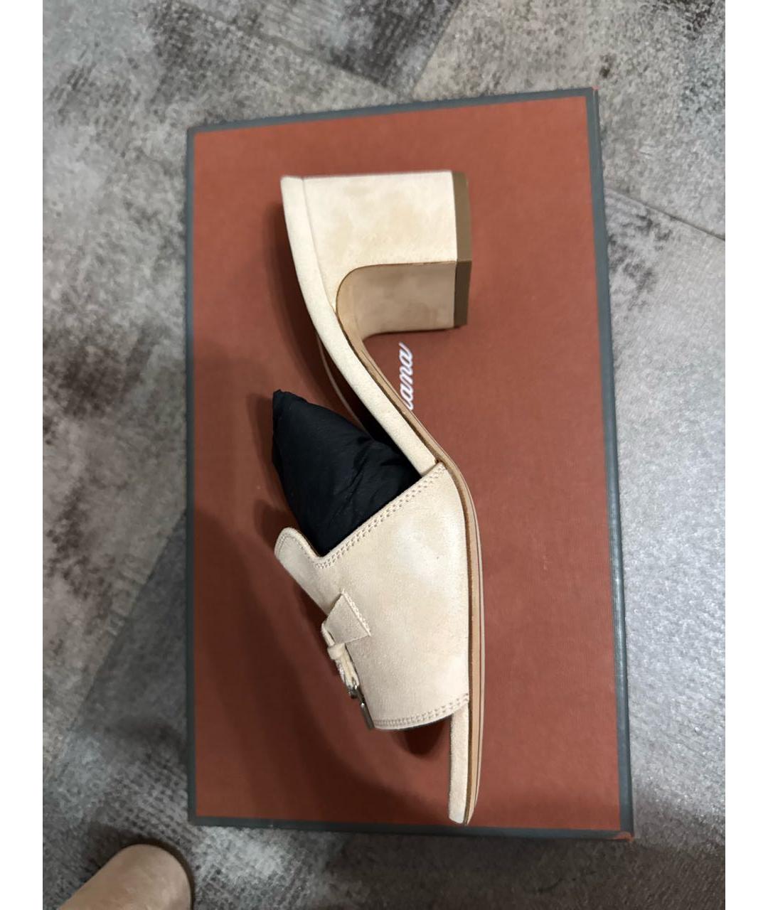 LORO PIANA Розовые замшевые сабо, фото 5