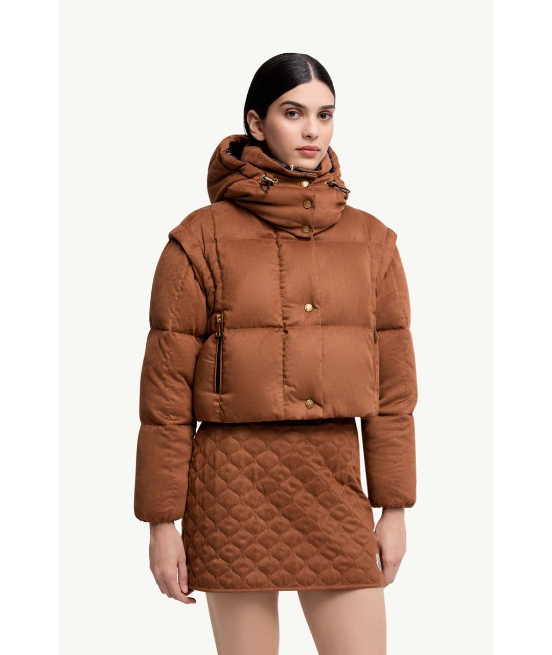 MONCLER Коричневый пуховик, фото 2