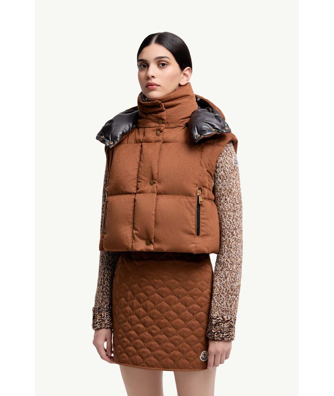 MONCLER Коричневый пуховик, фото 4