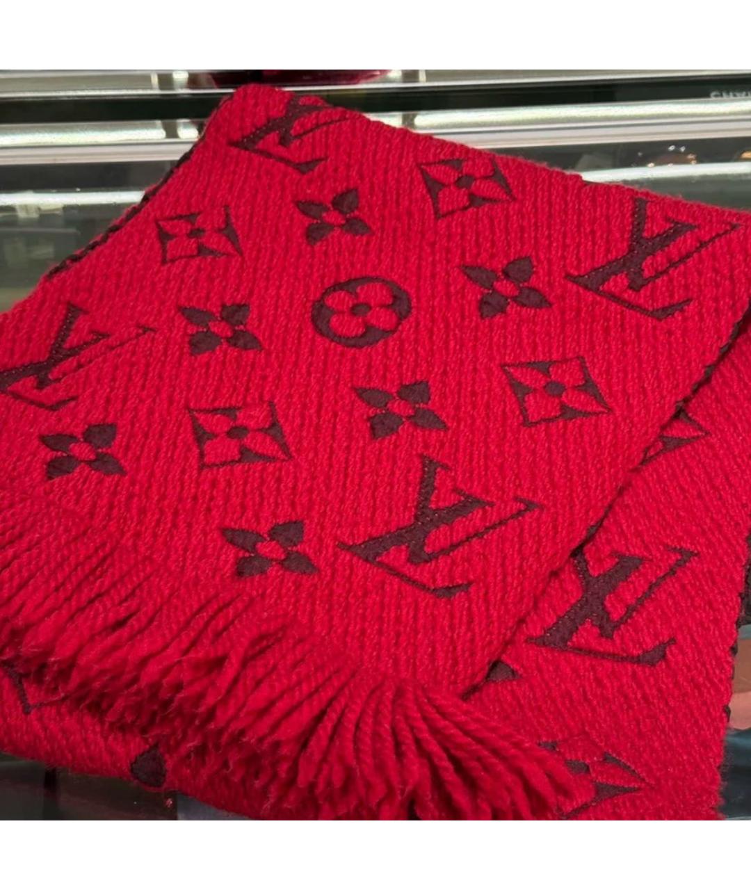 LOUIS VUITTON Бордовый хлопковый шарф, фото 3