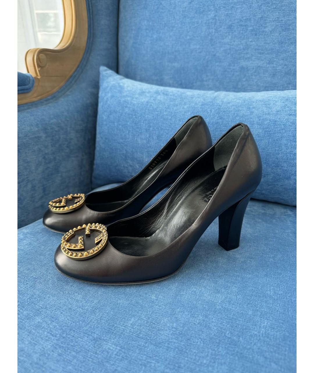 GUCCI Черные кожаные туфли, фото 6