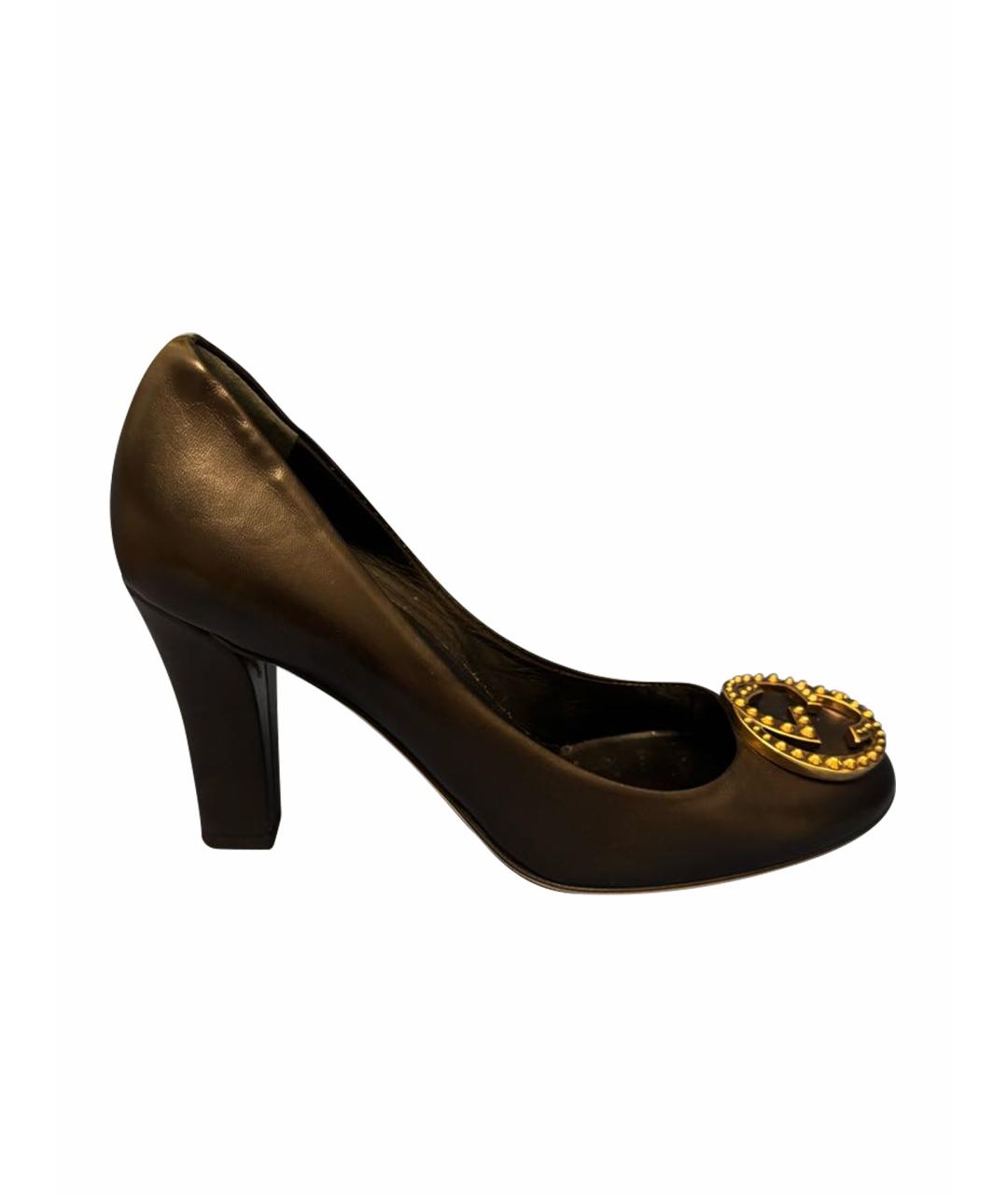 GUCCI Черные кожаные туфли, фото 1