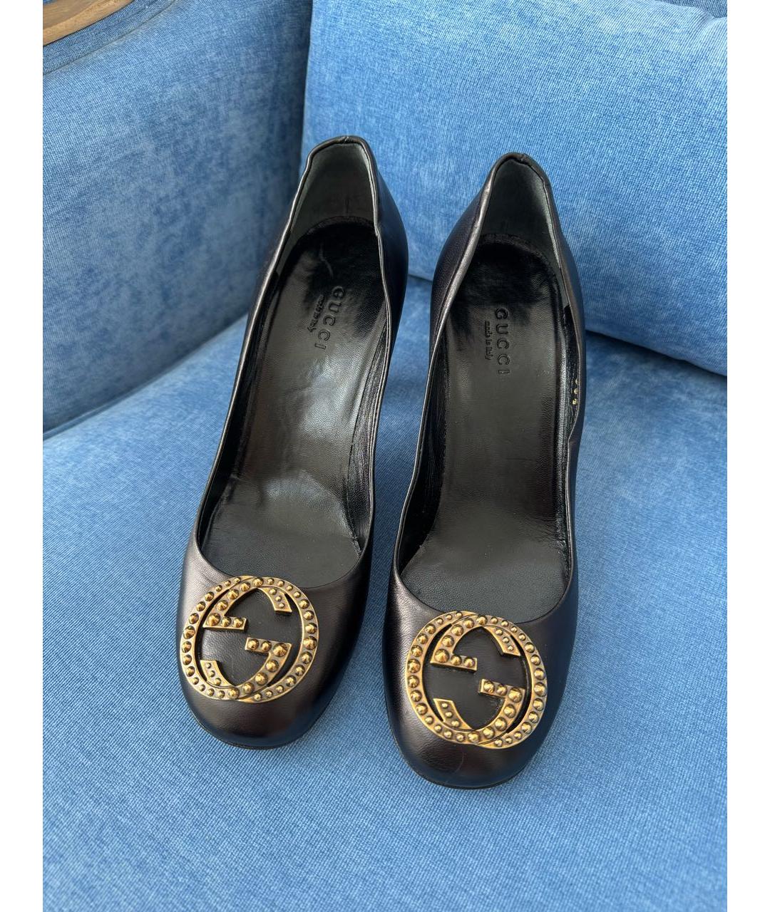 GUCCI Черные кожаные туфли, фото 7