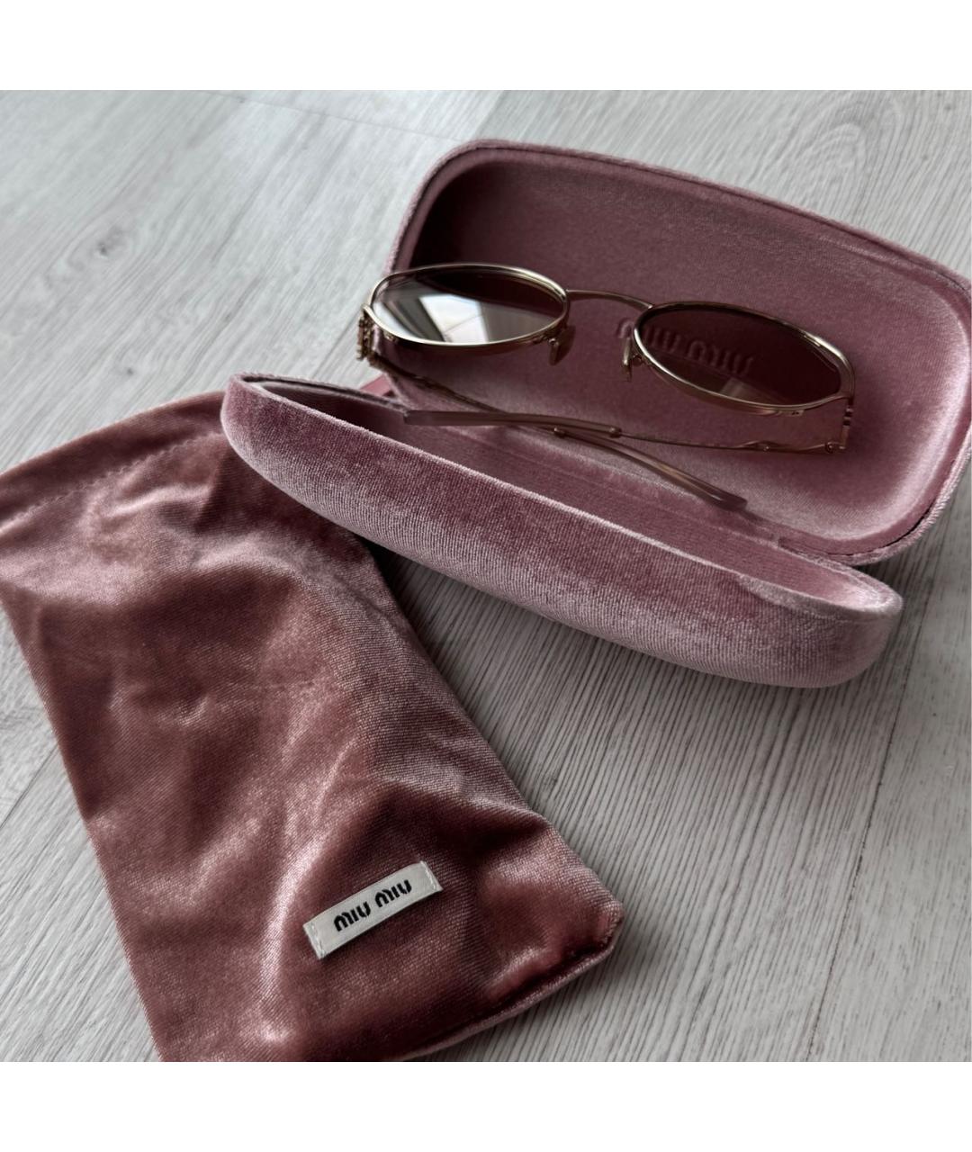 MIU MIU Розовые металлические солнцезащитные очки, фото 4
