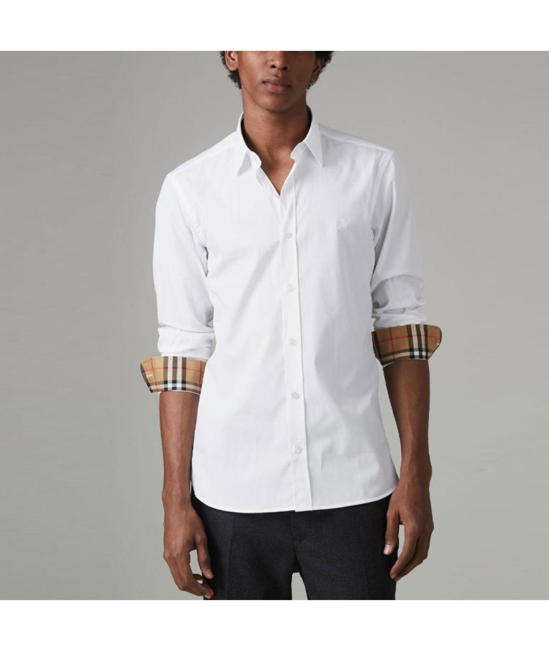 BURBERRY Белая хлопковая классическая рубашка, фото 4