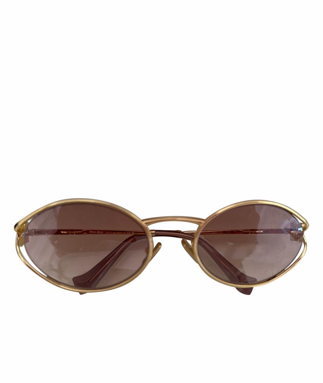 MIU MIU Розовые металлические солнцезащитные очки, фото 1