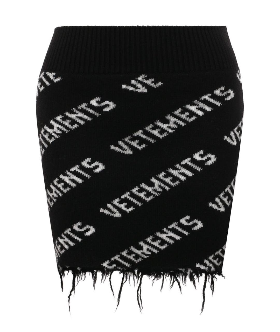 VETEMENTS Черная шерстяная юбка мини, фото 5