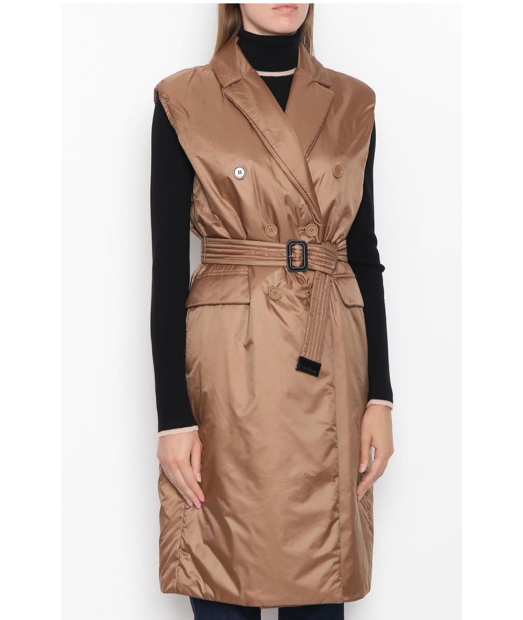 MAX MARA Коричневый атласный жилет, фото 7