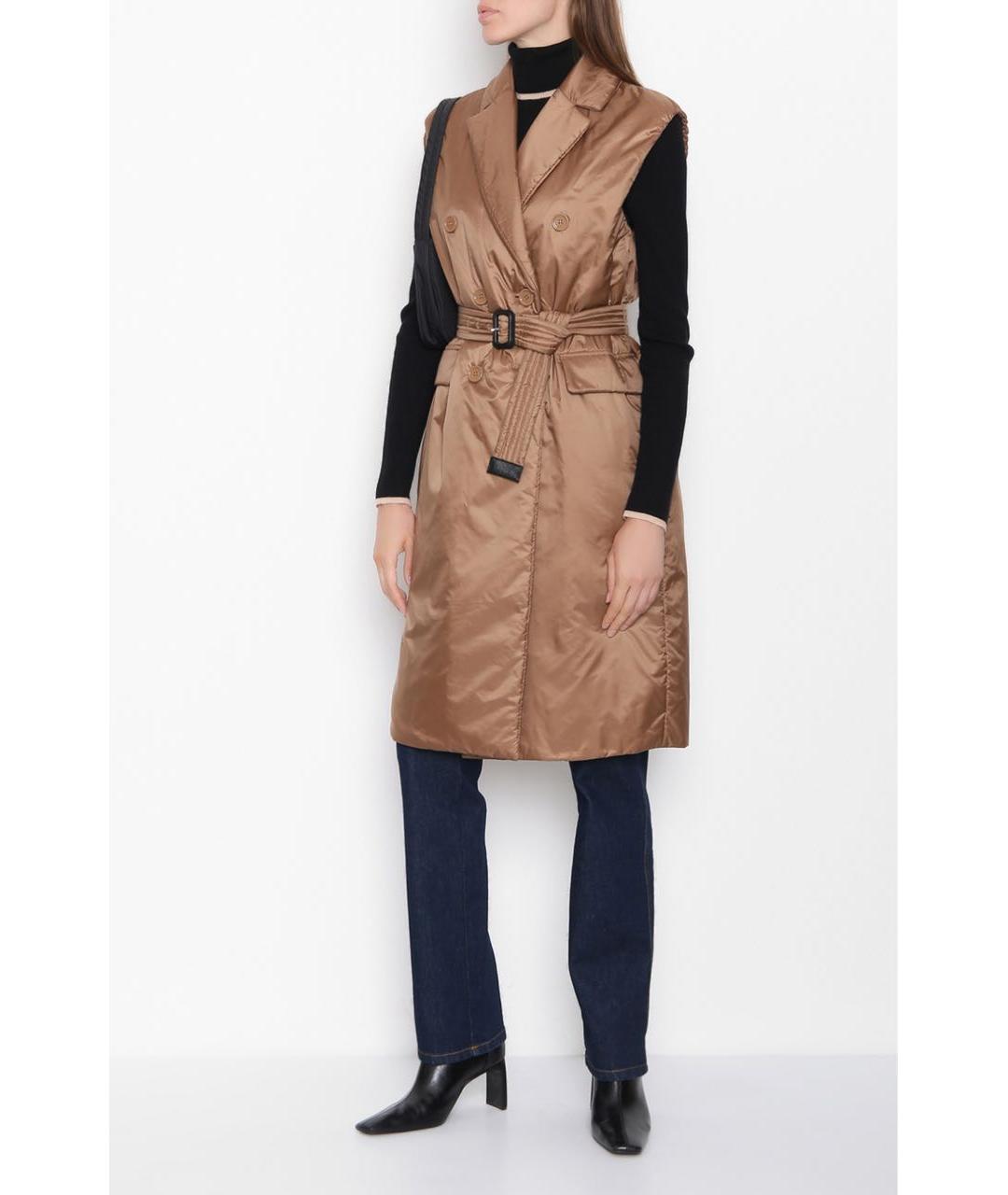 MAX MARA Коричневый атласный жилет, фото 8