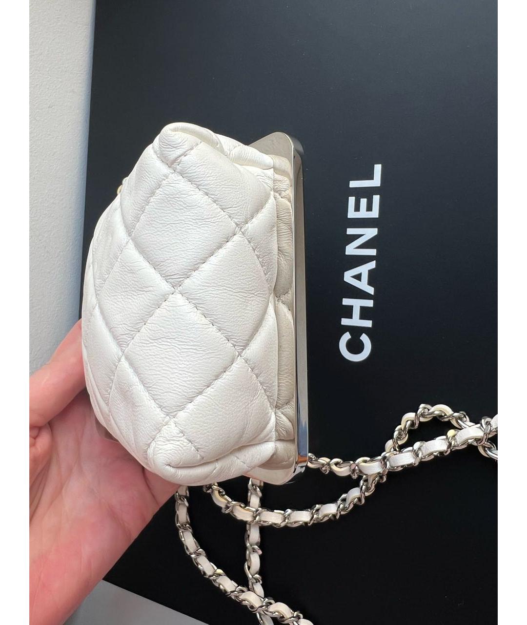 CHANEL Белая кожаная сумка через плечо, фото 5