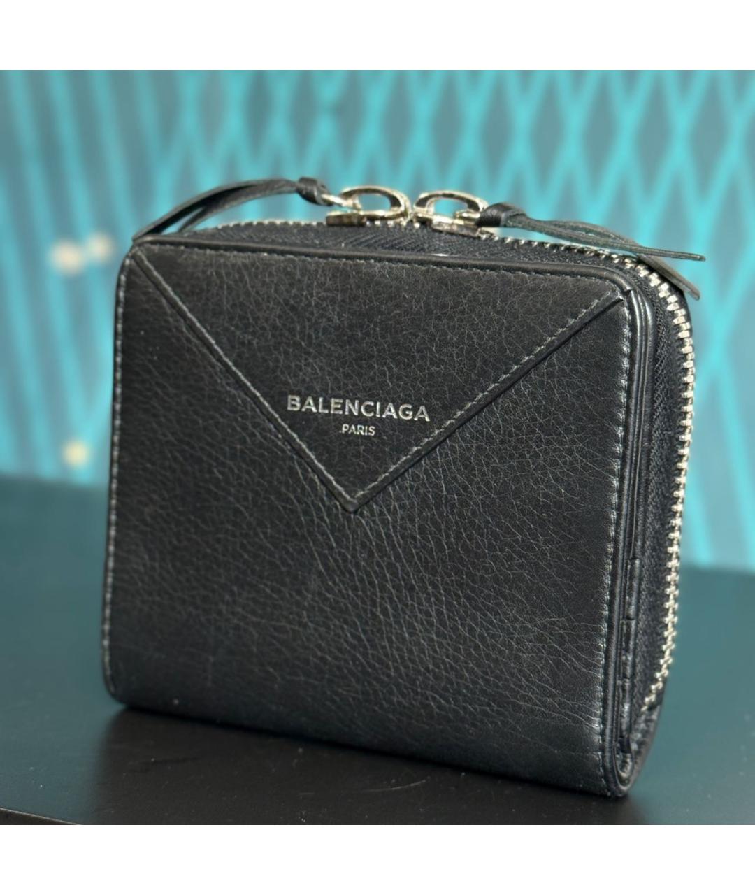 BALENCIAGA Черный кожаный кошелек, фото 2