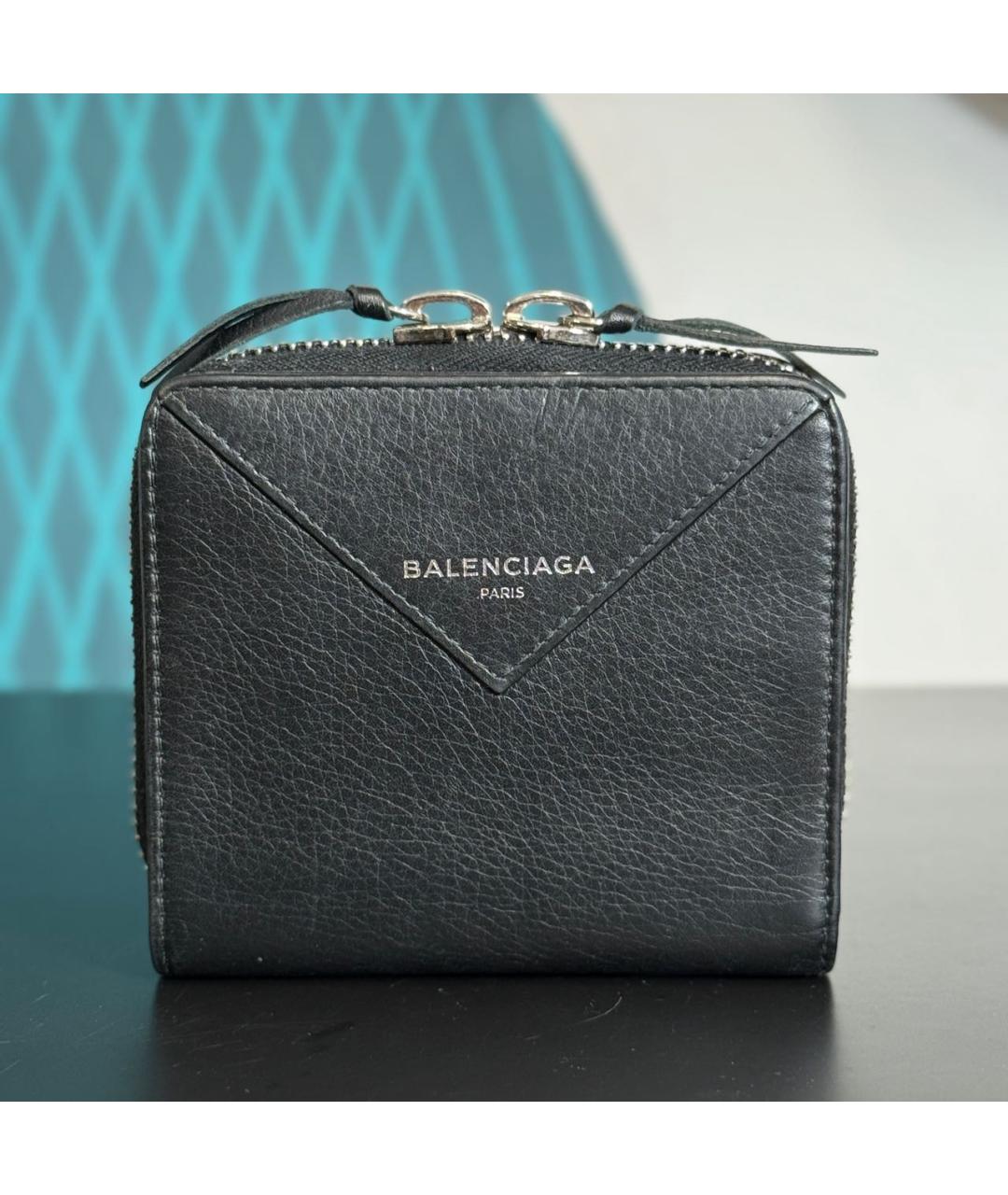 BALENCIAGA Черный кожаный кошелек, фото 9