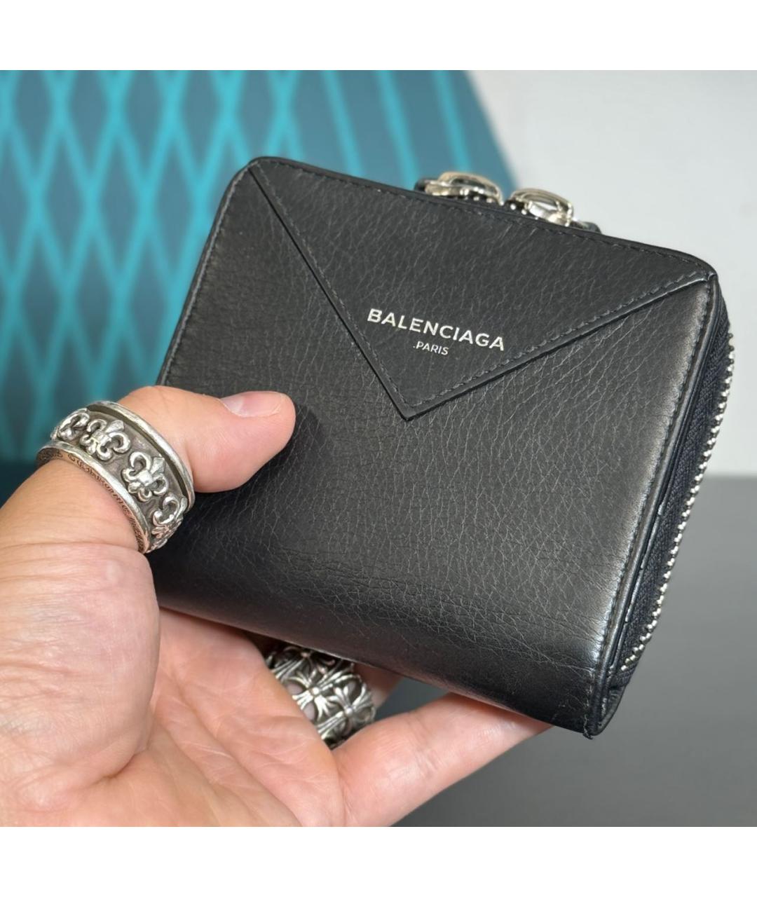 BALENCIAGA Черный кожаный кошелек, фото 7