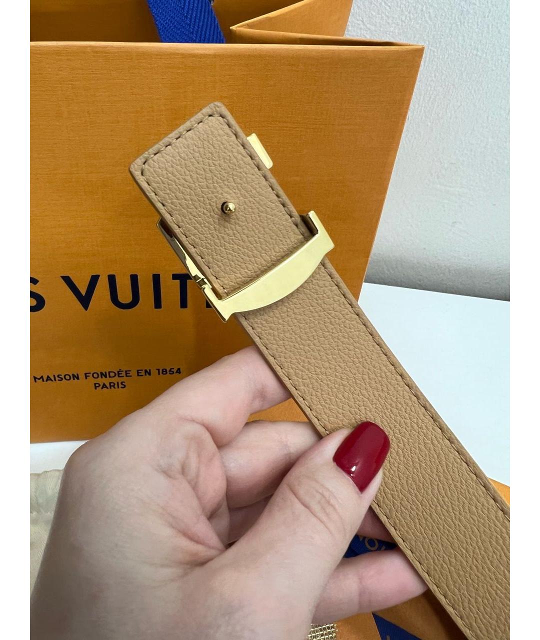 LOUIS VUITTON Коричневый кожаный ремень, фото 5
