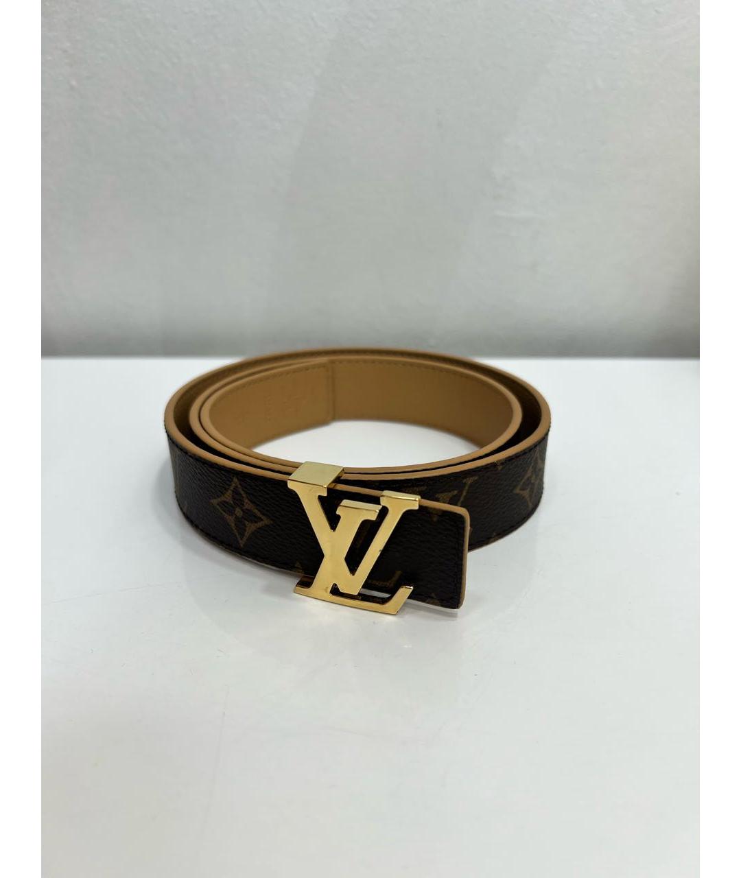 LOUIS VUITTON Коричневый кожаный ремень, фото 6