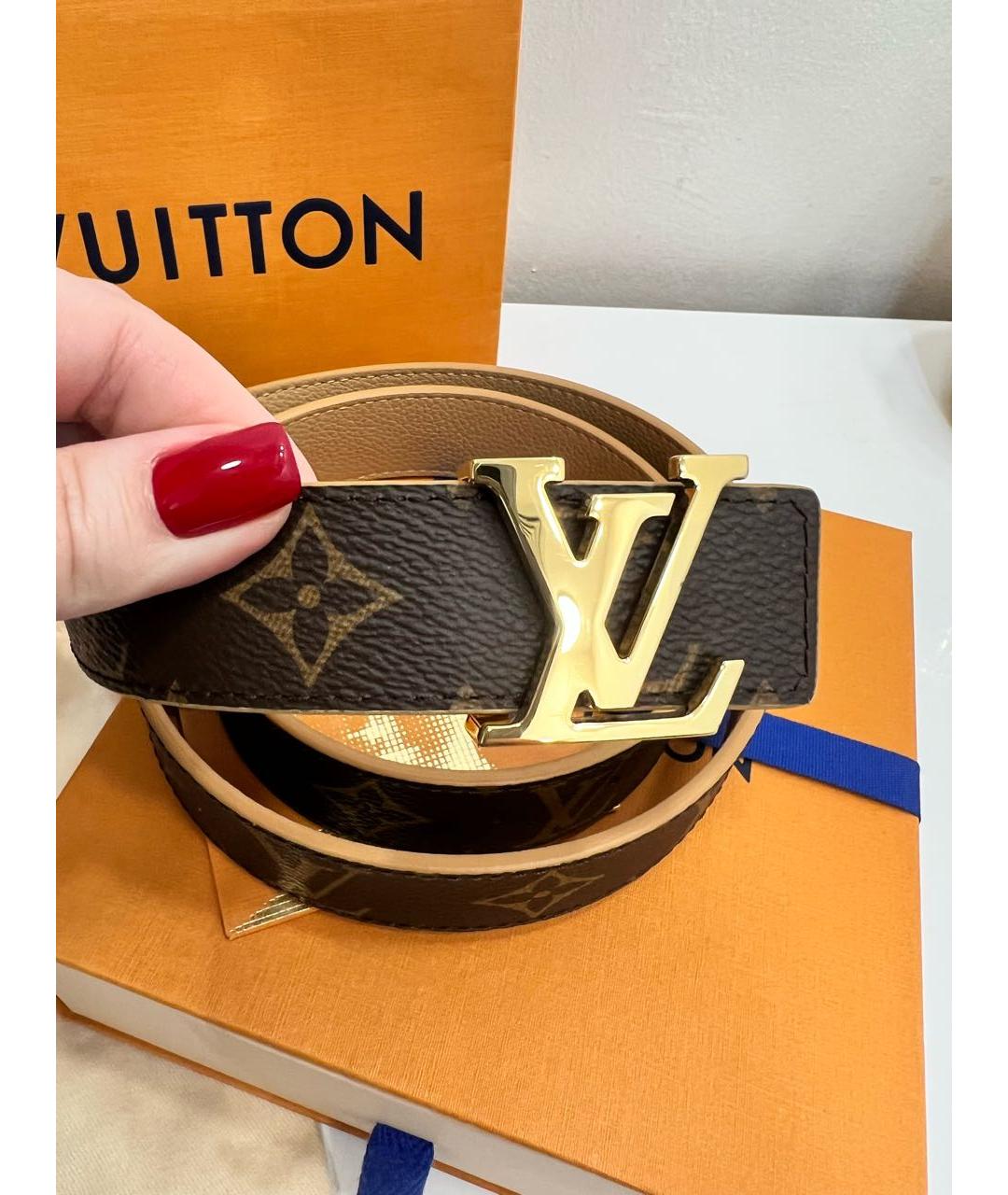 LOUIS VUITTON Коричневый кожаный ремень, фото 2