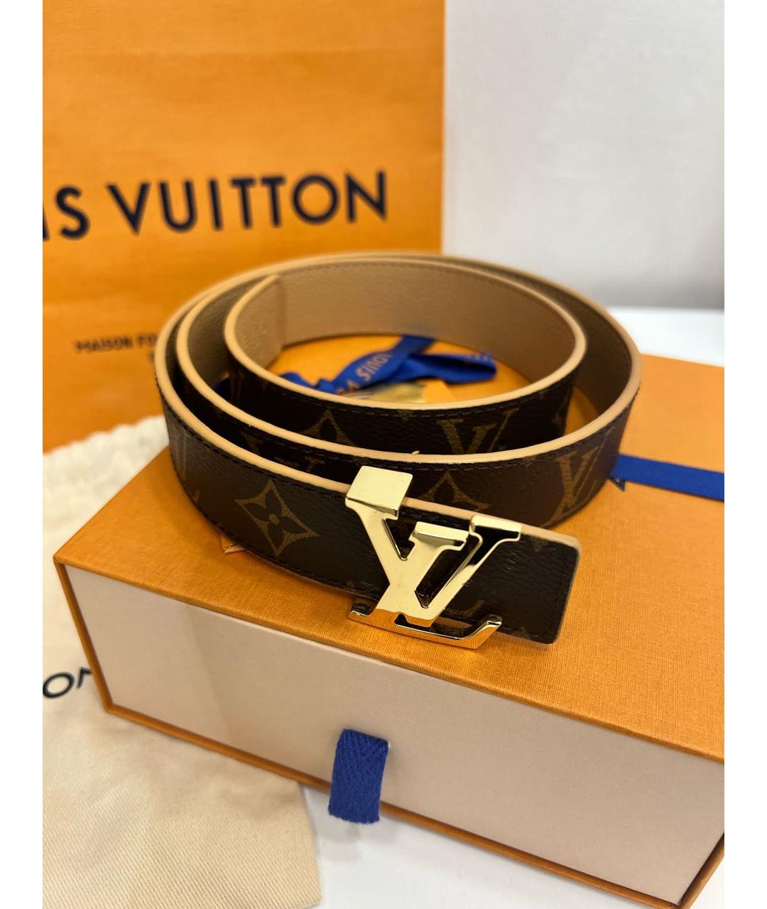 LOUIS VUITTON Коричневый кожаный ремень, фото 4