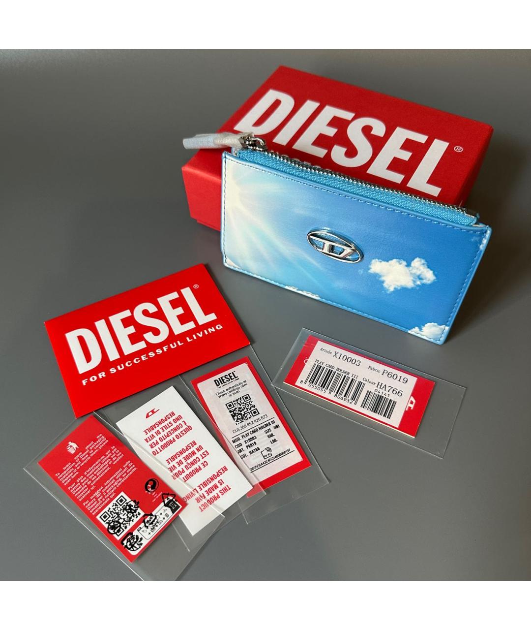 DIESEL Голубой кожаный кардхолдер, фото 2
