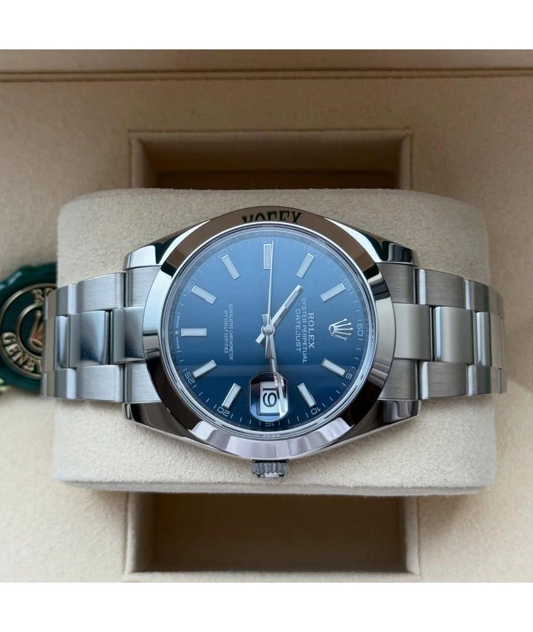 ROLEX Синие стальные часы, фото 5