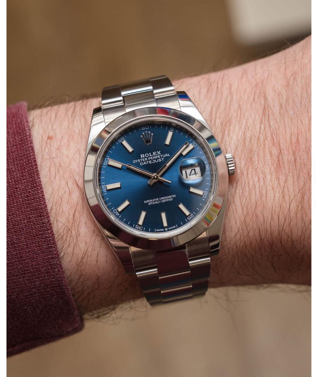 ROLEX Синие стальные часы, фото 8