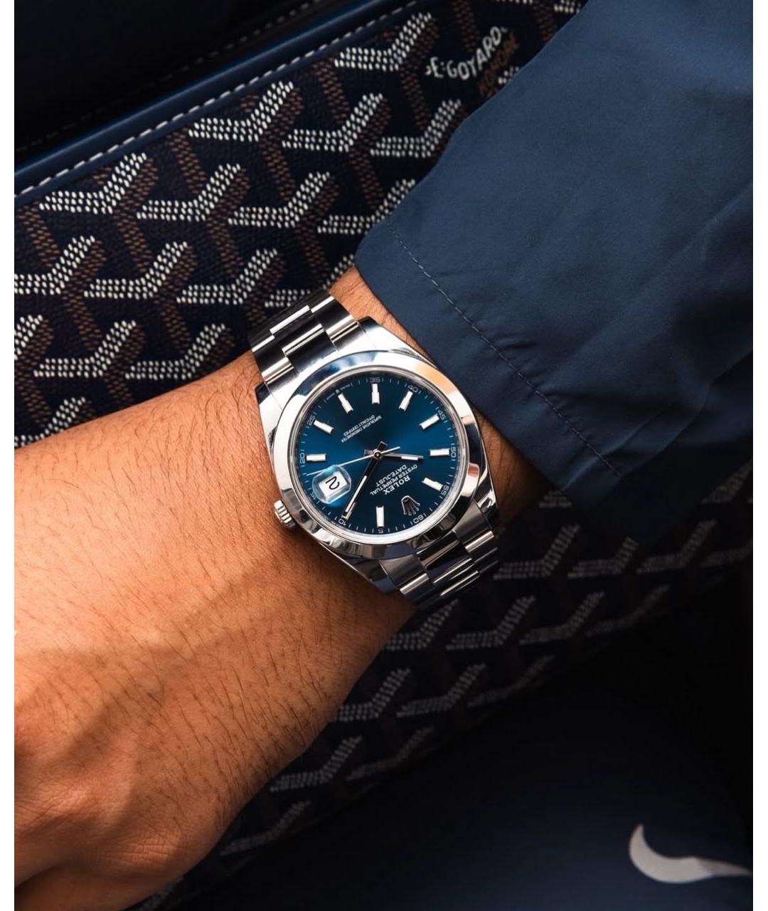 ROLEX Синие стальные часы, фото 7