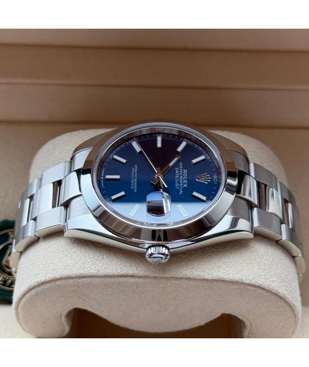 ROLEX Синие стальные часы, фото 4