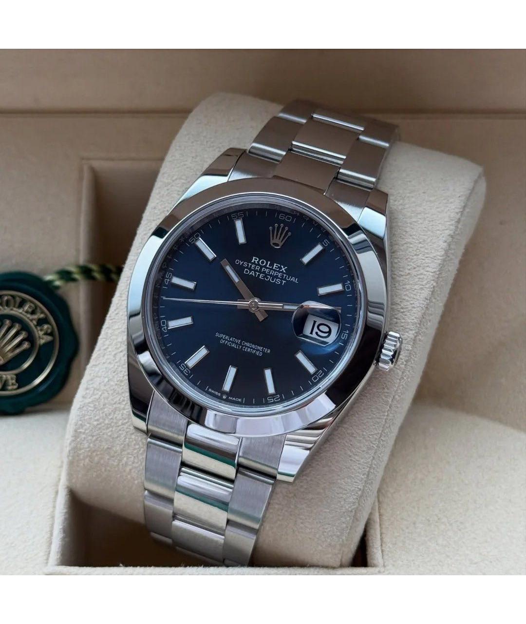 ROLEX Синие стальные часы, фото 3