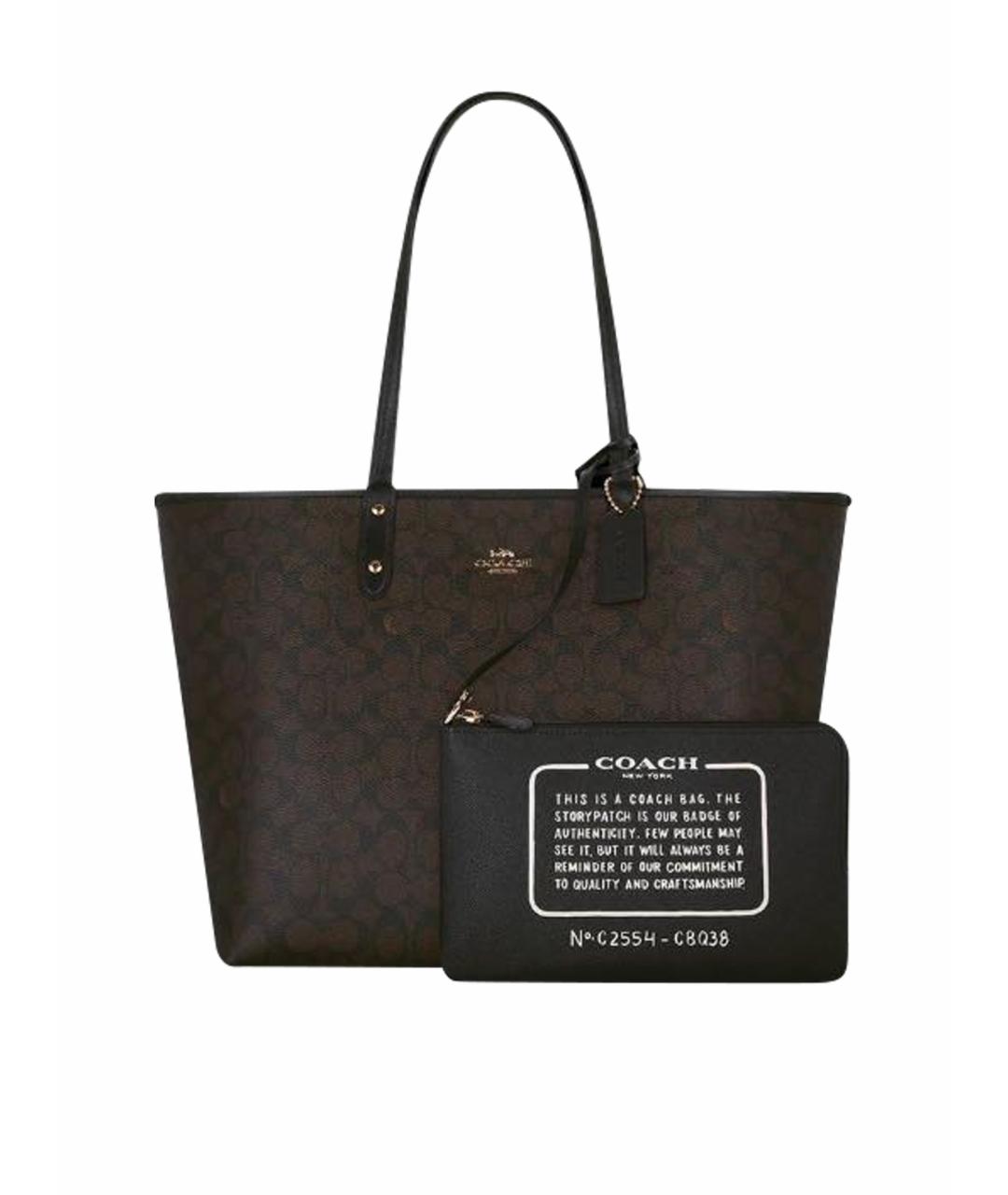COACH Коричневая сумка тоут из искусственной кожи, фото 1