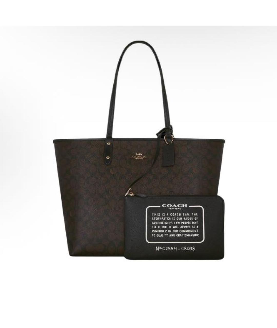 COACH Коричневая сумка тоут из искусственной кожи, фото 5