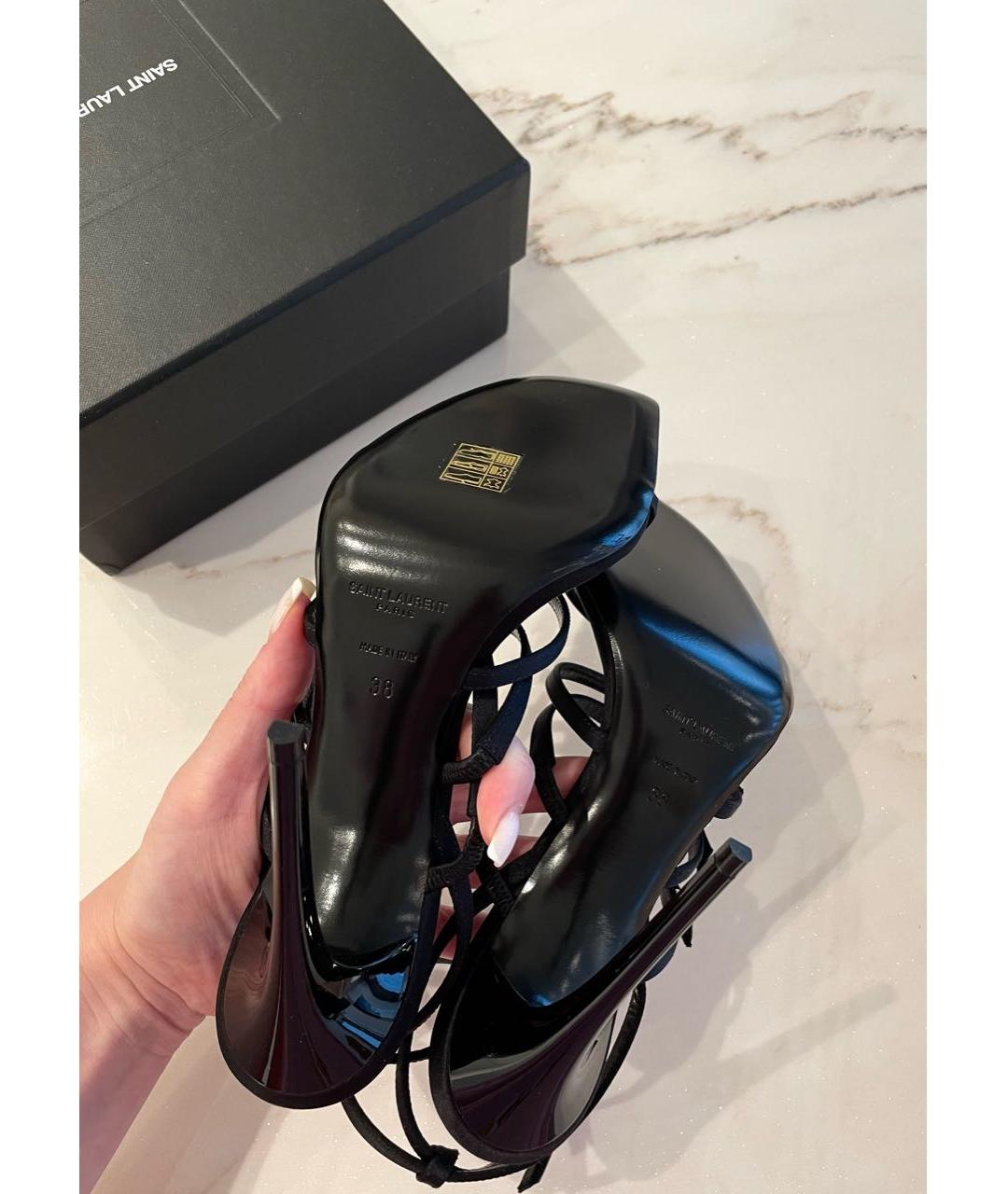 SAINT LAURENT Черные босоножки, фото 6