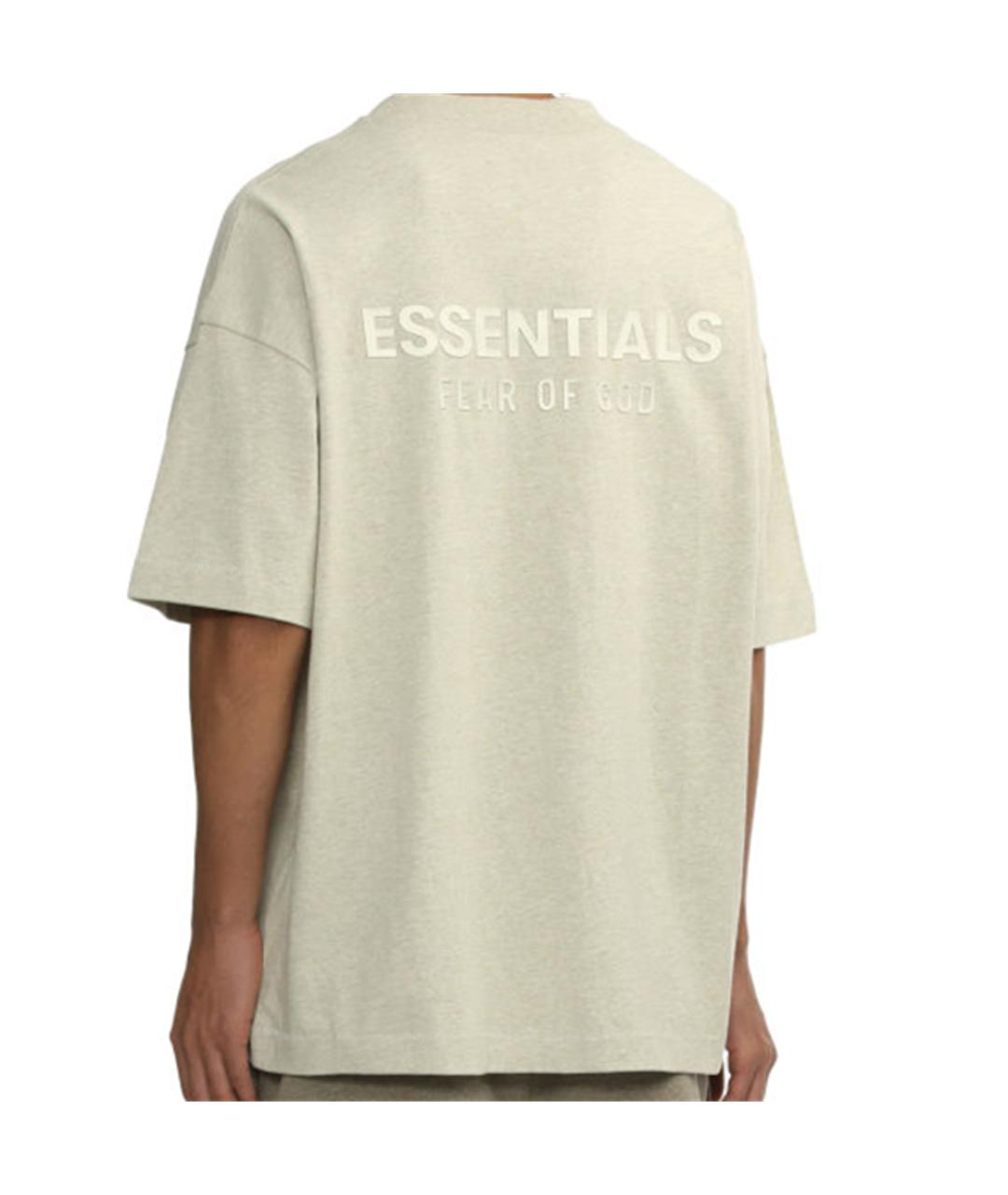 FEAR OF GOD ESSENTIALS Бежевая хлопковая футболка, фото 4
