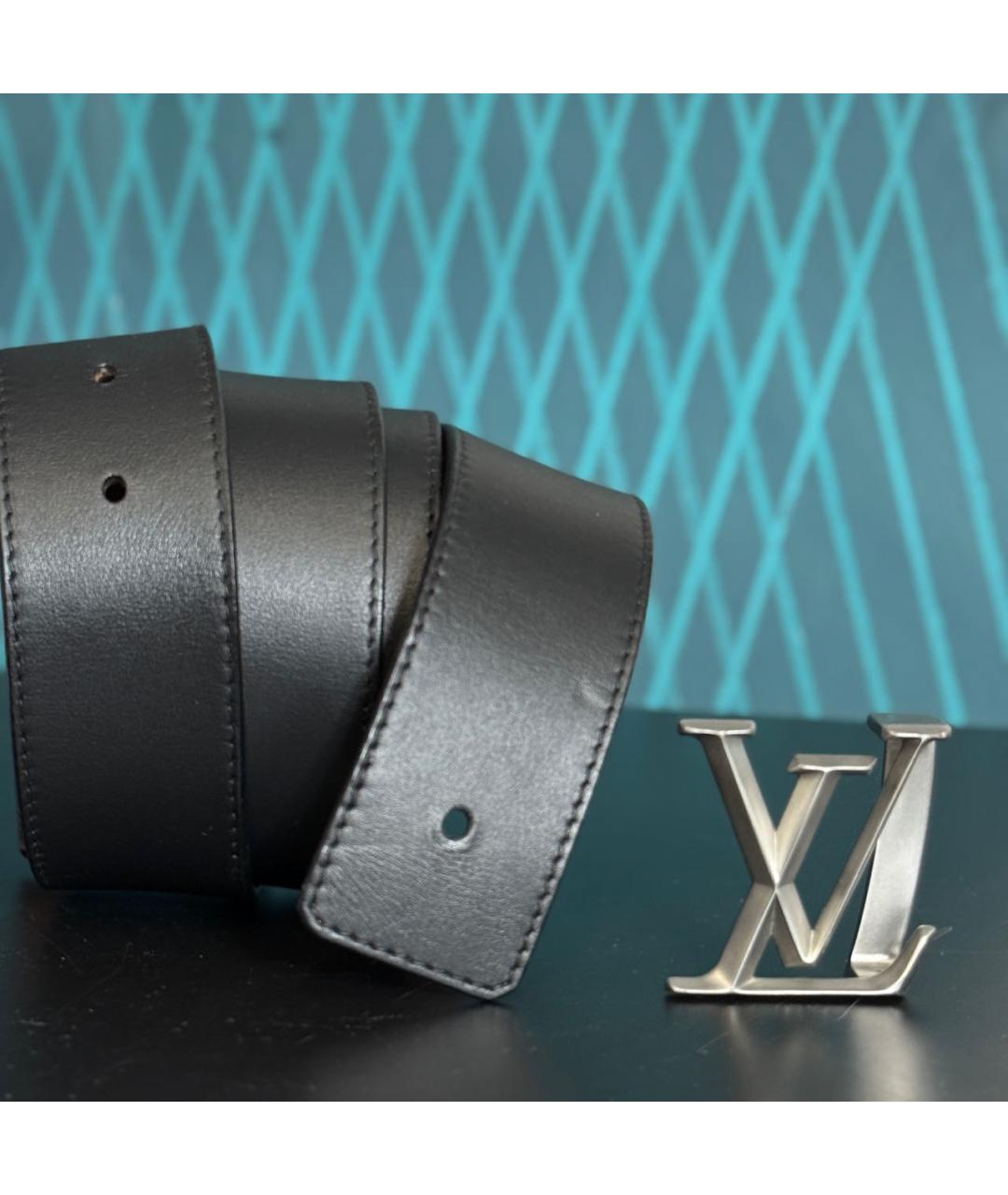 LOUIS VUITTON Черный кожаный ремень, фото 5