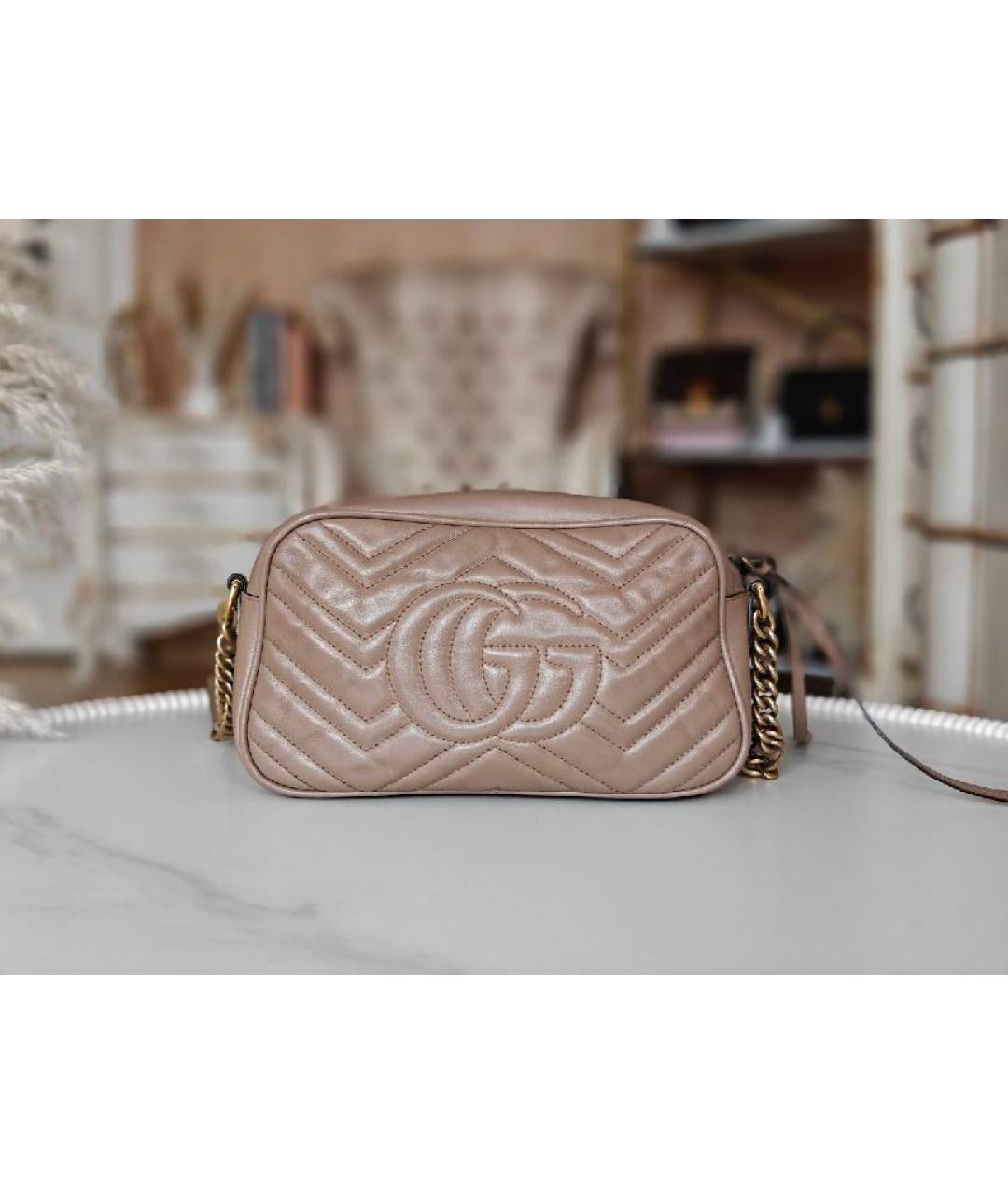 GUCCI Бежевая кожаная сумка через плечо, фото 3