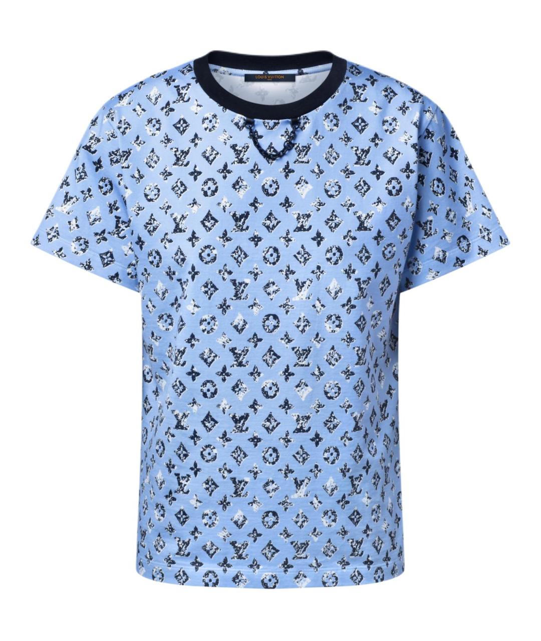 LOUIS VUITTON Голубая хлопковая футболка, фото 1