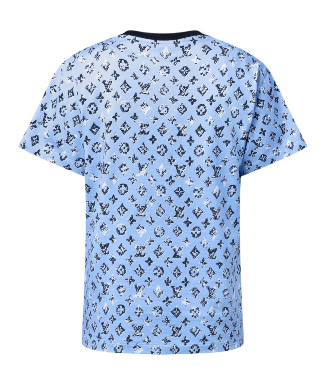 LOUIS VUITTON Голубая хлопковая футболка, фото 2