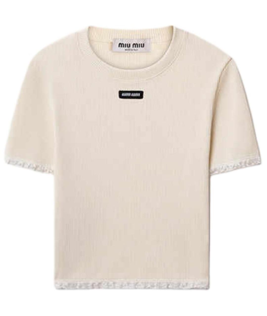 MIU MIU Белая хлопковая футболка, фото 1