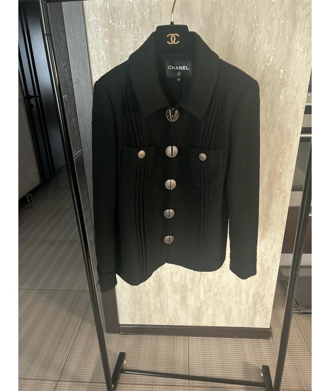 CHANEL Черный шерстяной жакет/пиджак, фото 8