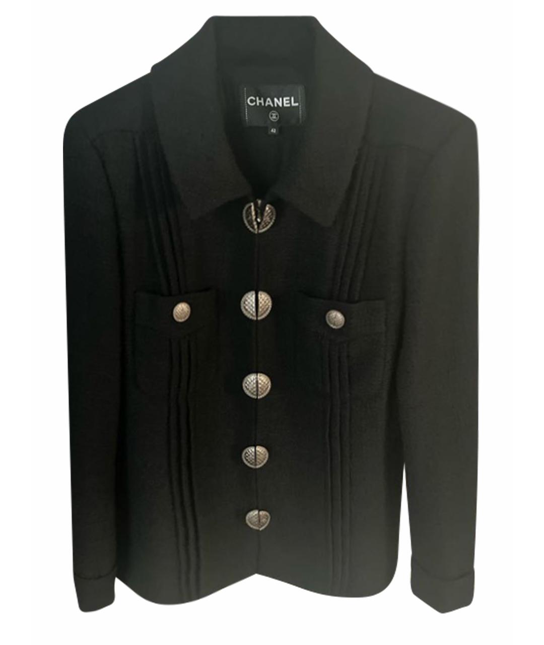 CHANEL Черный шерстяной жакет/пиджак, фото 1