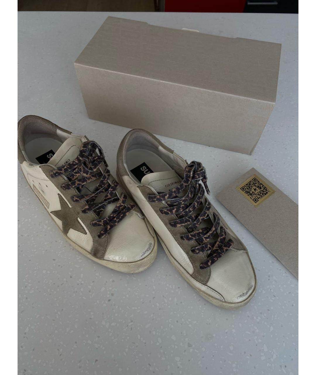 GOLDEN GOOSE DELUXE BRAND Бежевые кожаные кеды, фото 5