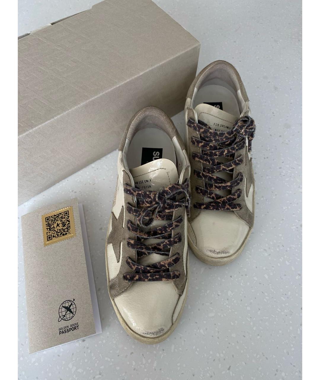GOLDEN GOOSE DELUXE BRAND Бежевые кожаные кеды, фото 2