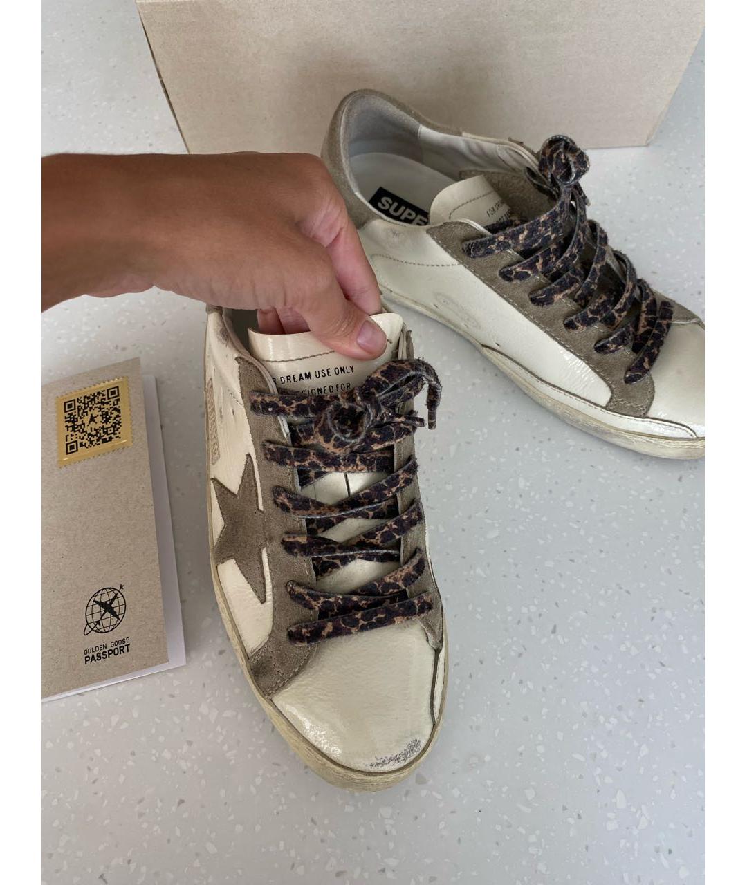 GOLDEN GOOSE DELUXE BRAND Бежевые кожаные кеды, фото 6
